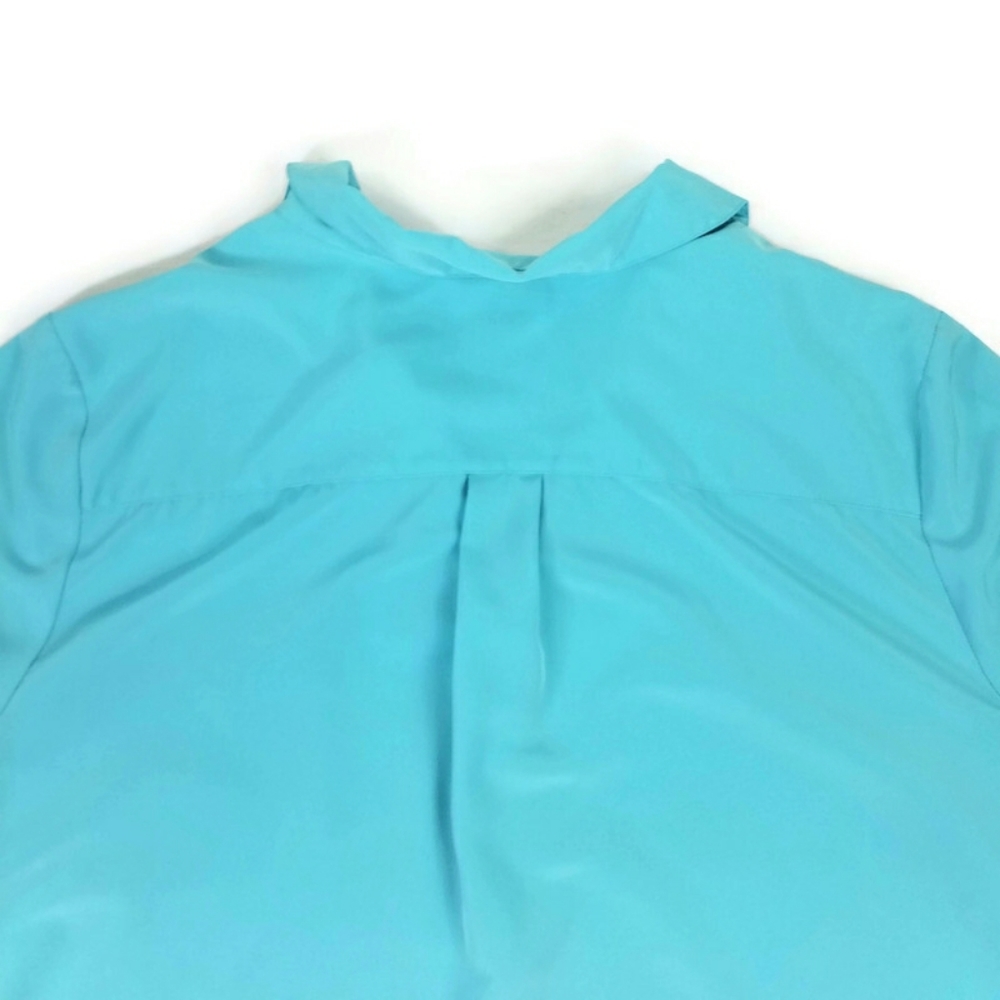 Essentials Blue Button Front Short Cuffed Sleeve Career Blouse Womens 4X - Picture 5 of 13